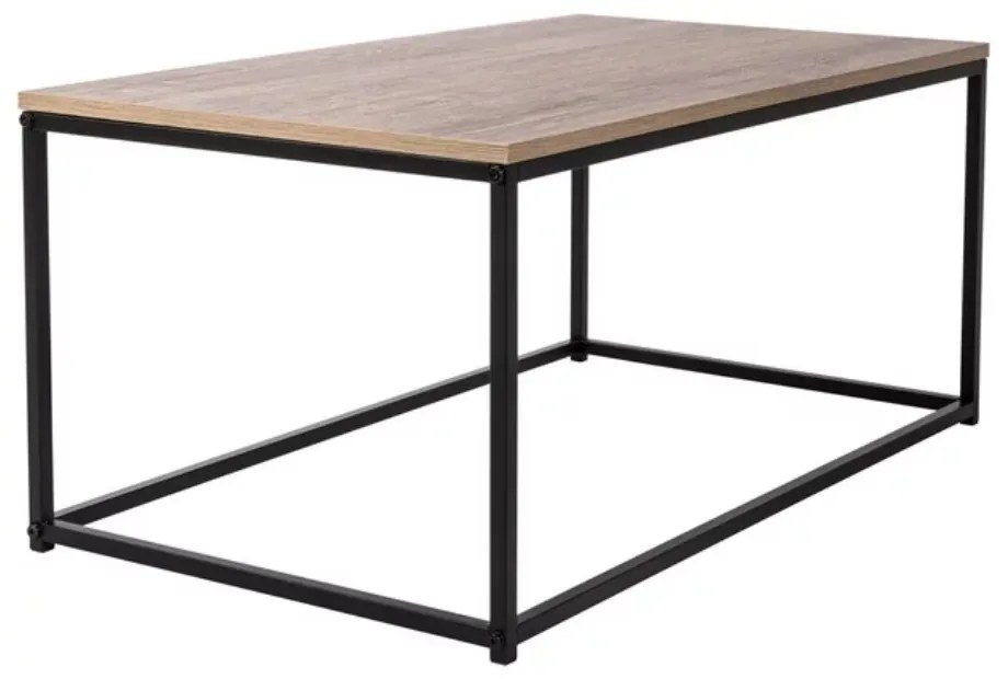 Intenso Home loft stílusú szögletes dohányzóasztal fém lábbal 90 x 40cm (Sonoma tölgy) | Masszív fém váz