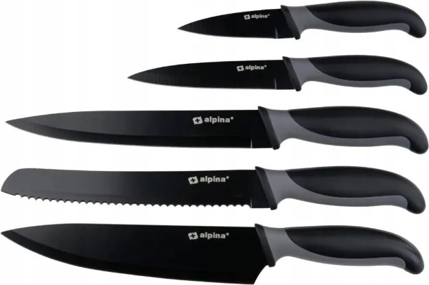 106. Késkészlet Alpina 5 db 31,5/22,5/18,5cm szürke-fekete
