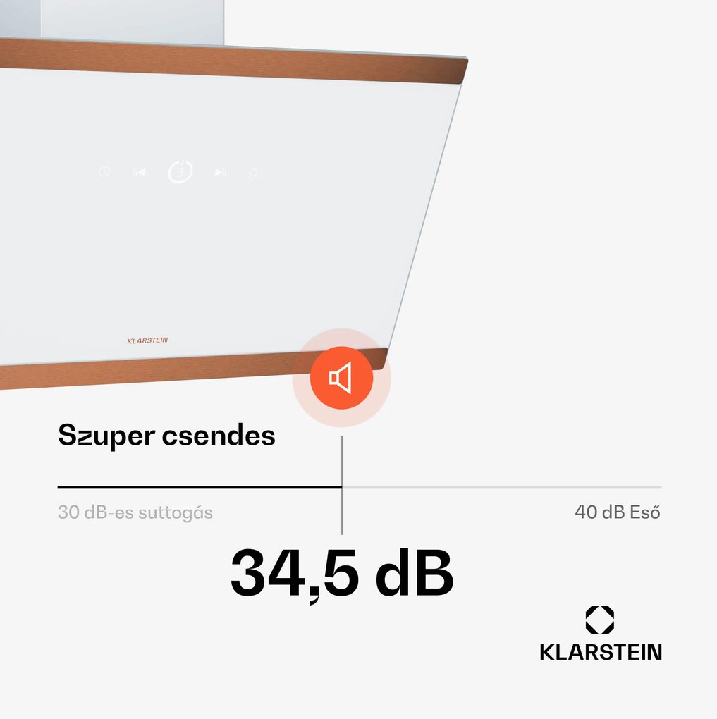 Klarstein FlashLine 60 páraelszívó, A++, 524 m³/h, 3 szint, érintős, csendes, LED, elszívás/recirkuláció, 100 W