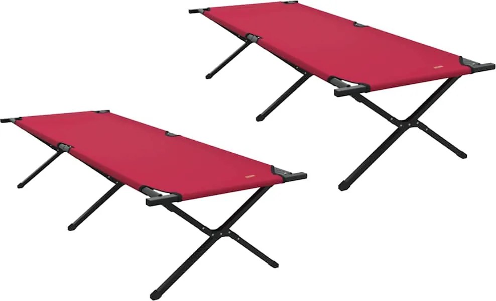 vidaXL Összecsukható Kemping Ágy 2 pcs Piros 210 x 80 x 46 cm