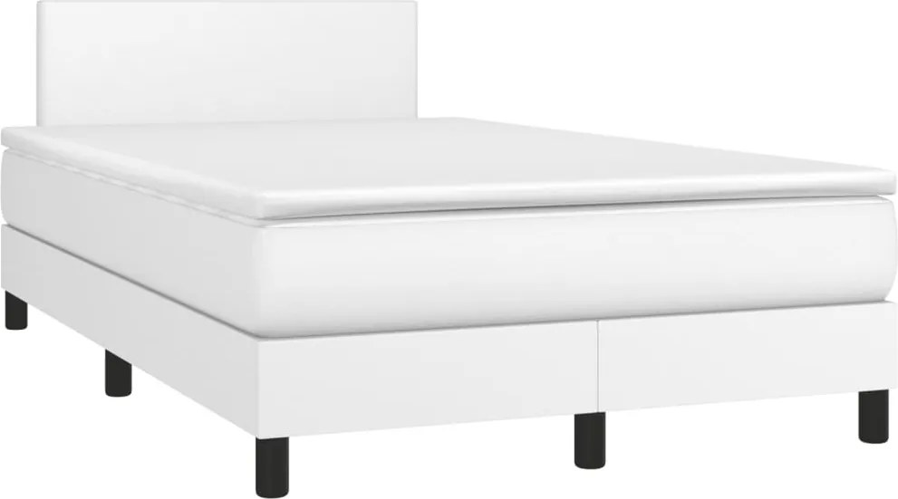vidaXL fehér műbőr rugós ágy matraccal 120x190 cm