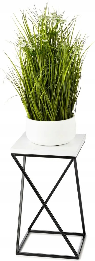 Fehér-fekete Virágtartó Állvány Fém Mdf