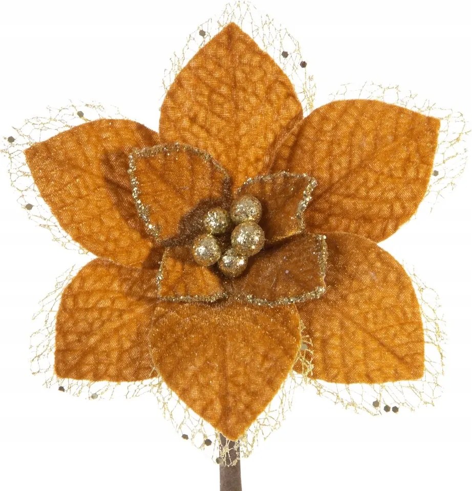 Karácsonyfadísz virág arany dekoratív karácsonyi dísz 16CM