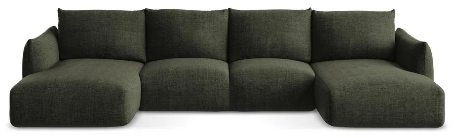 Zöld kinyitható sarokkanapé (U alakú) Leila – Makamii