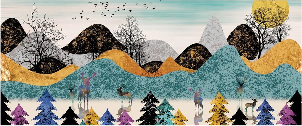 Grafikus kép szarvas (120x50 cm)