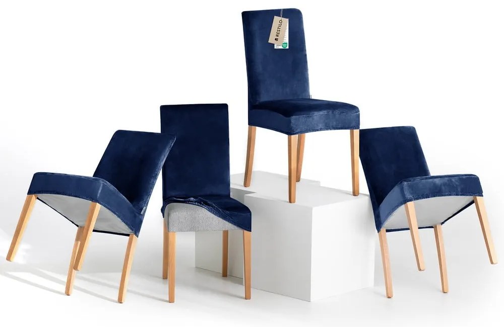 Kék gumis szék huzat szett 4 db-os 48 cm Sento – Restilo