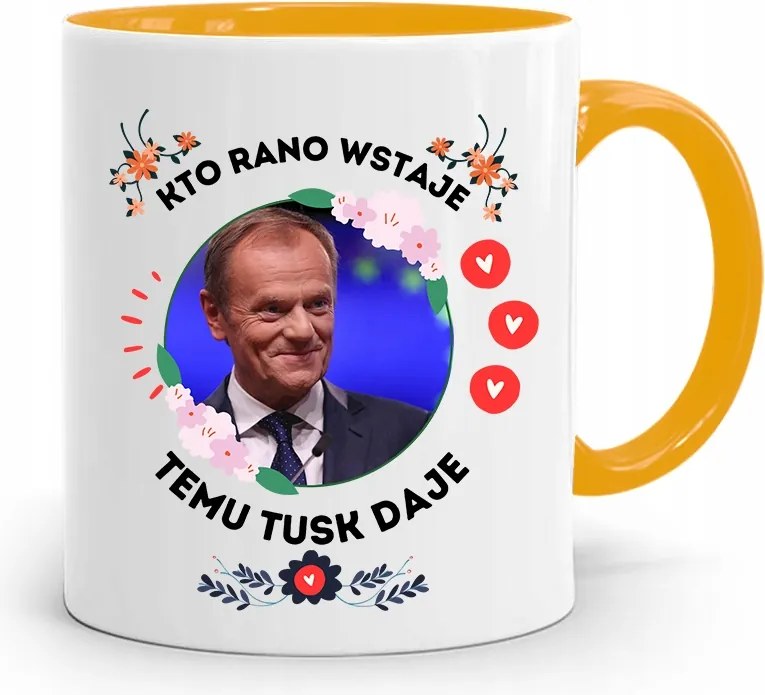 Donald Tusk Sárga Bögre Platform Ajándék fényképes nyomtatással