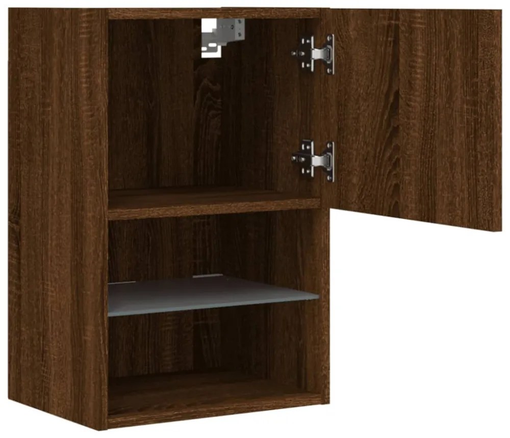 2 db barna tölgy színű TV-szekrény LED-ekkel 40,5 x 30 x 60 cm