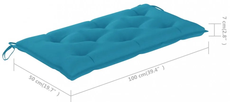 tömör tíkfa kerti pad világoskék párnával 112 cm