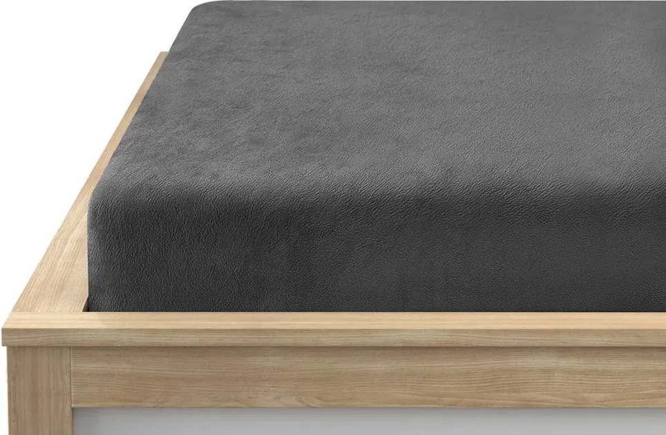 SOFT sötétszürke mikroplüss lepedő 90x200 cm
