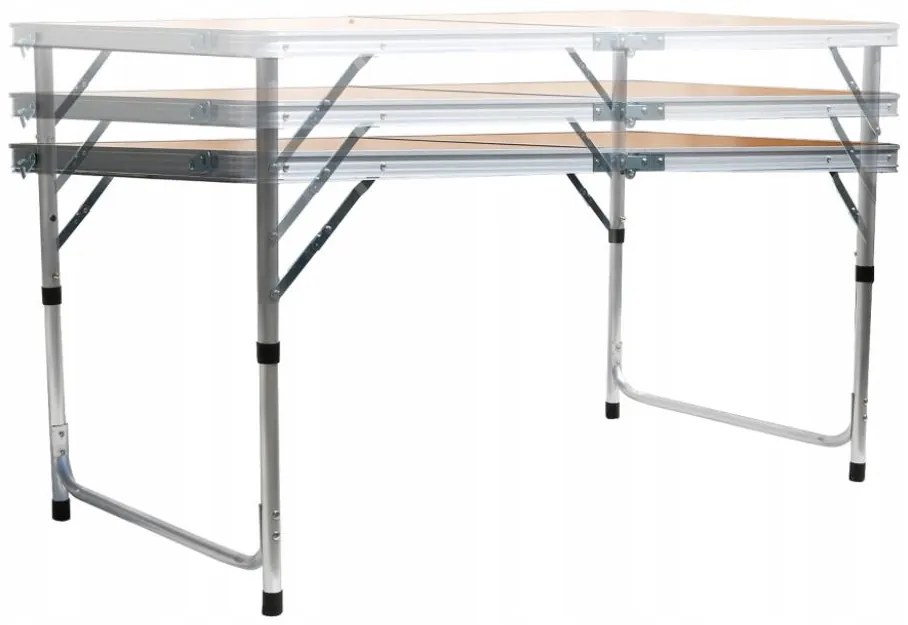Kemping asztal 120x60cm és 4 db szék Brown