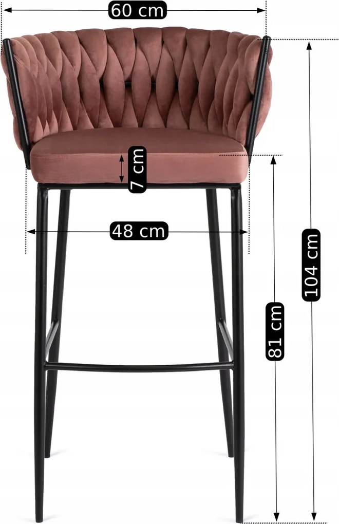 Bárszék rózsaszín bársony, FLORES