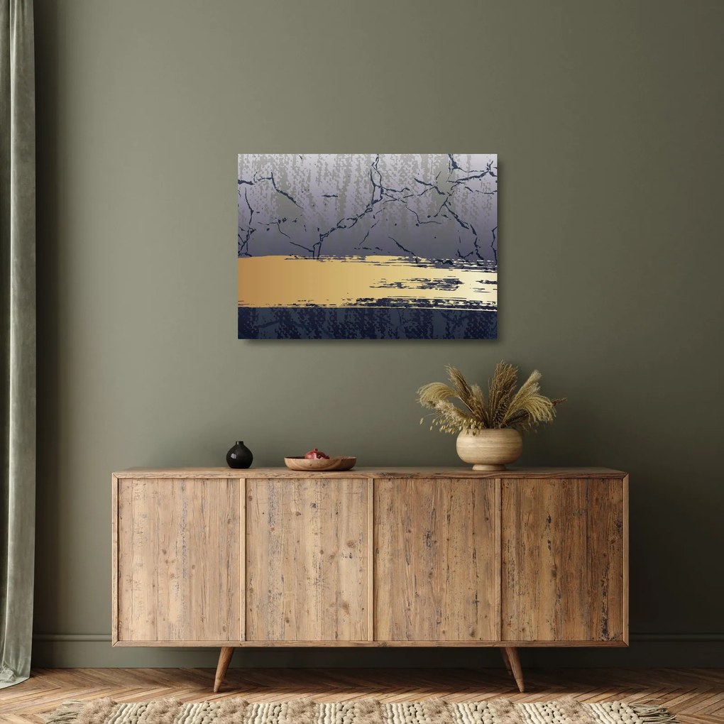 Üveg kép - Kék és arany absztrakció N⁰1 (70x50 cm)