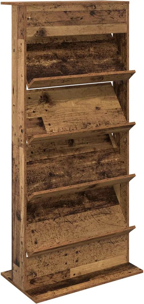 vidaXL Magazin állvány polcokkal Öreg fa 70 x 41 x 156 cm Faanyag