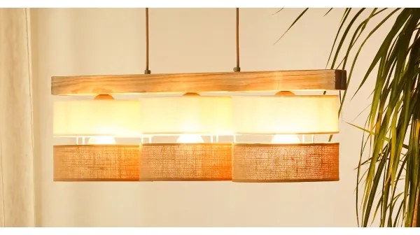 Brilagi - Csillár zsinóron FOREST 3xE27/15W/230V fenyő/bézs/krémes