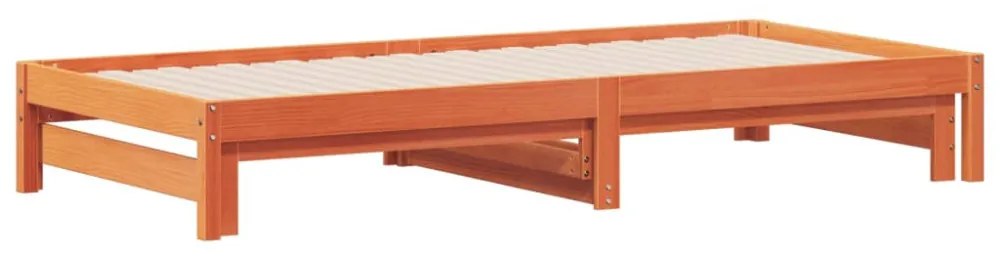 viaszbarna tömör fenyőfa kihúzható kanapéágy 90 x 190 cm