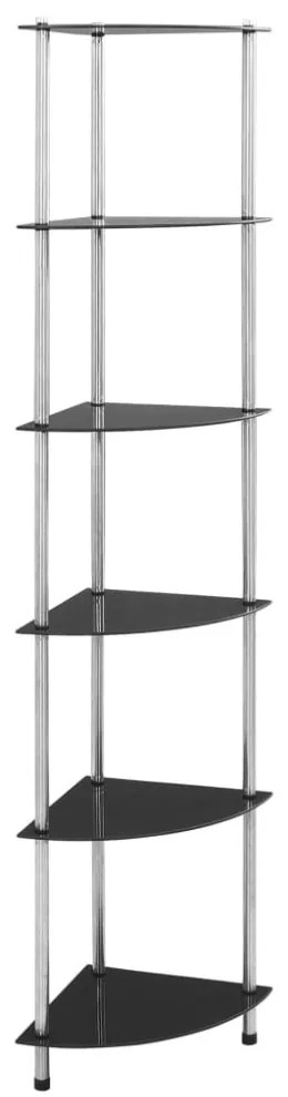 6 szintes fekete edzett üveg polc 30 x 30 x 160 cm