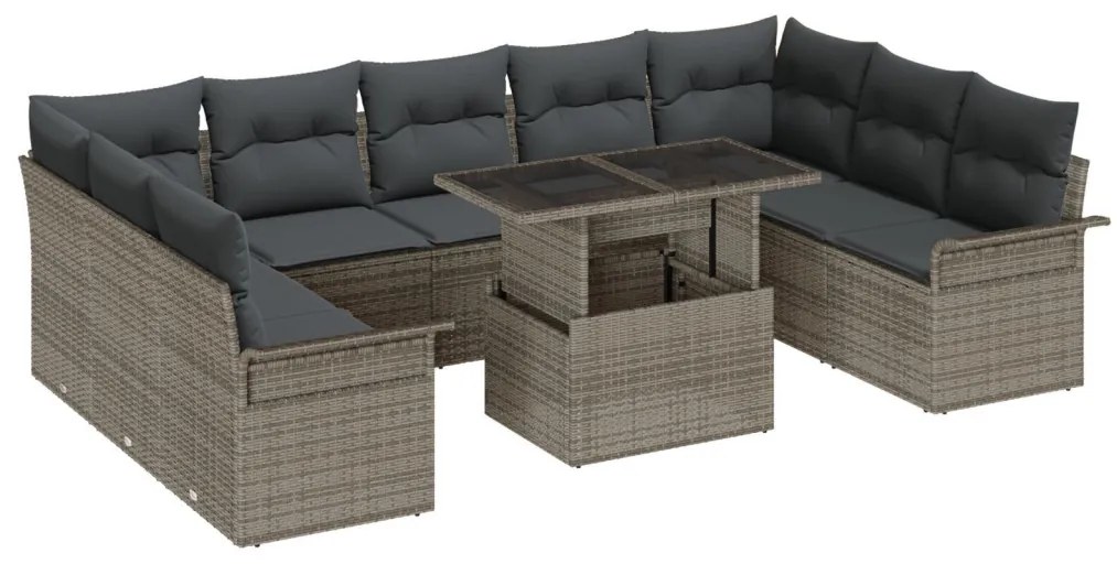 Kerti Kanapé Szett 10 pcs Szürke 100 x 55 x 73 cm Poli rattan