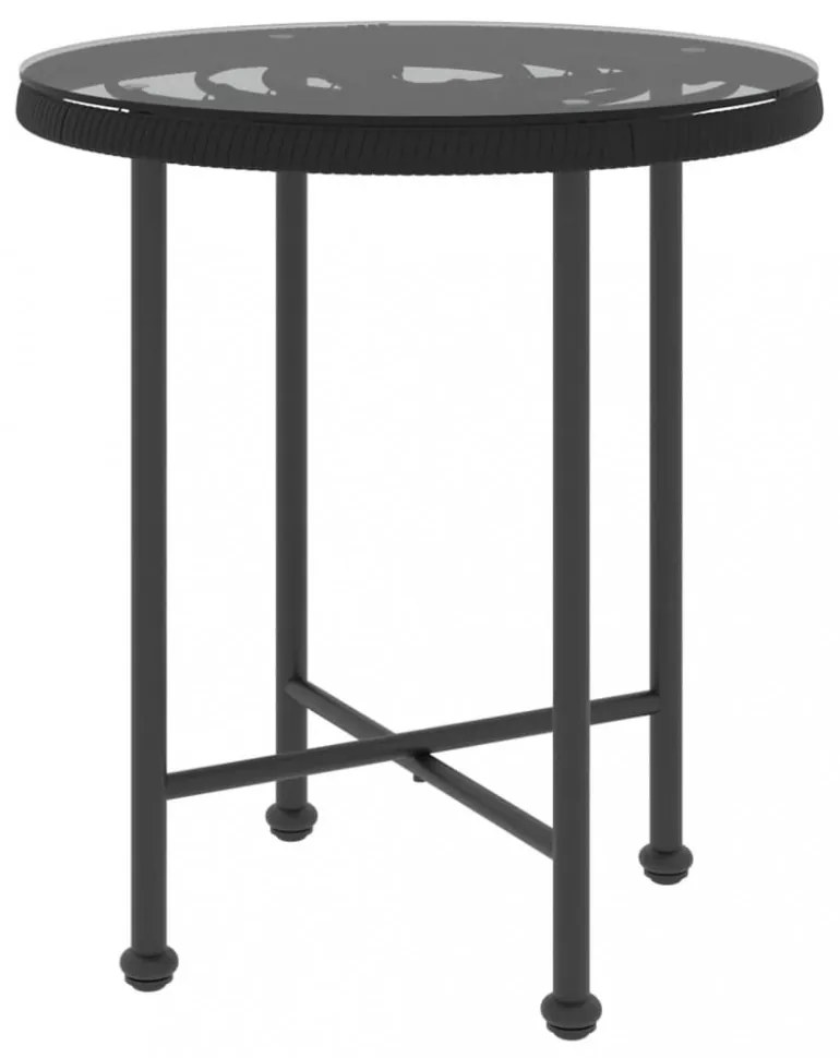 3 részes fekete polirattan kerti étkezőgarnitúra