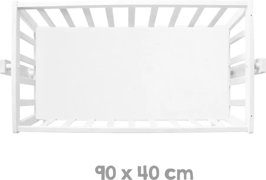 Fehér gurulós bölcső 40x90 cm – Roba