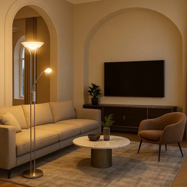 Brilagi - Fényerőszabályozható állólámpa SCARLETT 1xR7s/230W/230V+1xG9/40W matt króm