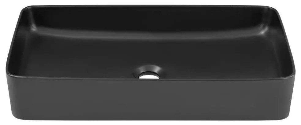 Eros SLIM 2 - PULTRA ültethető - Top Counter - porcelán mosdó - MATT FEKETE - 61 x 35 x 11 cm