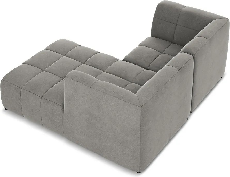 Szürke bársony sarokkanapé (jobb oldali-heverő résszel) Aloha – Makamii