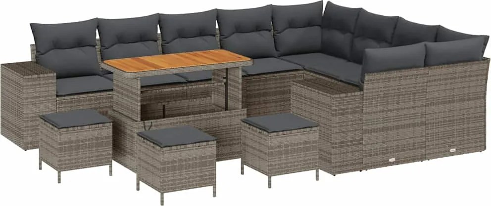 vidaXL Kerti Kanapé Szett párnával 13 pcs Szürke polirattan