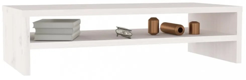 fehér tömör fenyőfa monitorállvány 50 x 24 x 13 cm