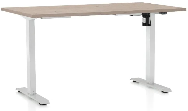 Állítható magasságú asztal OfficeTech A, 120 x 80 cm, fehér alap, tölgy