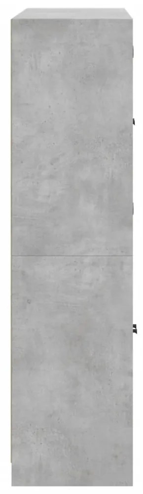 betonszürke szerelt fa könyvespolc ajtókkal 136 x 37 x 142 cm