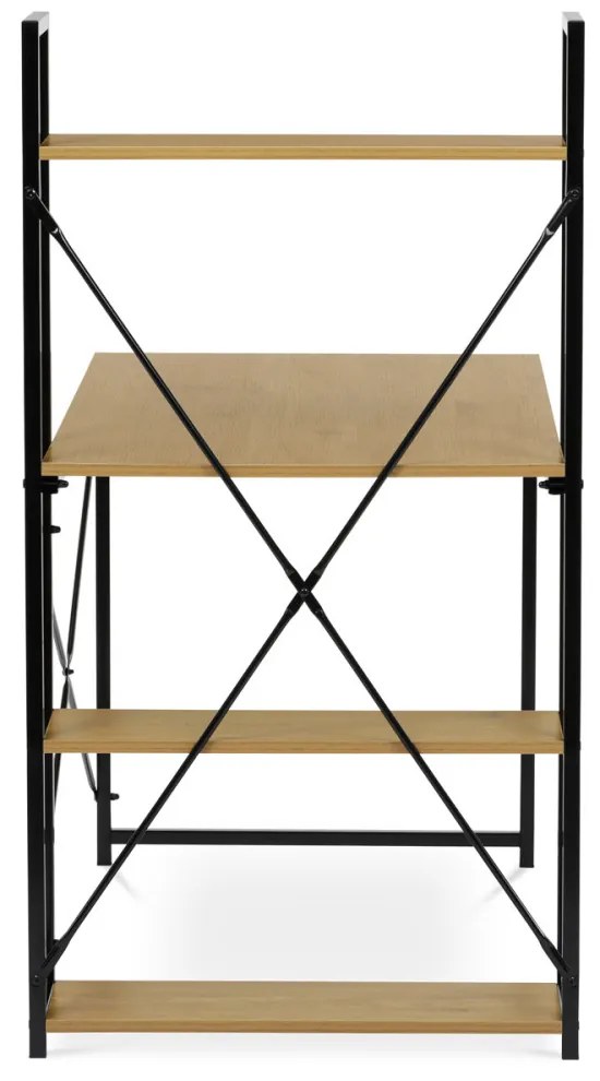 Birou cu rafturi, MDF, decor stejar, metal negru. GD-520