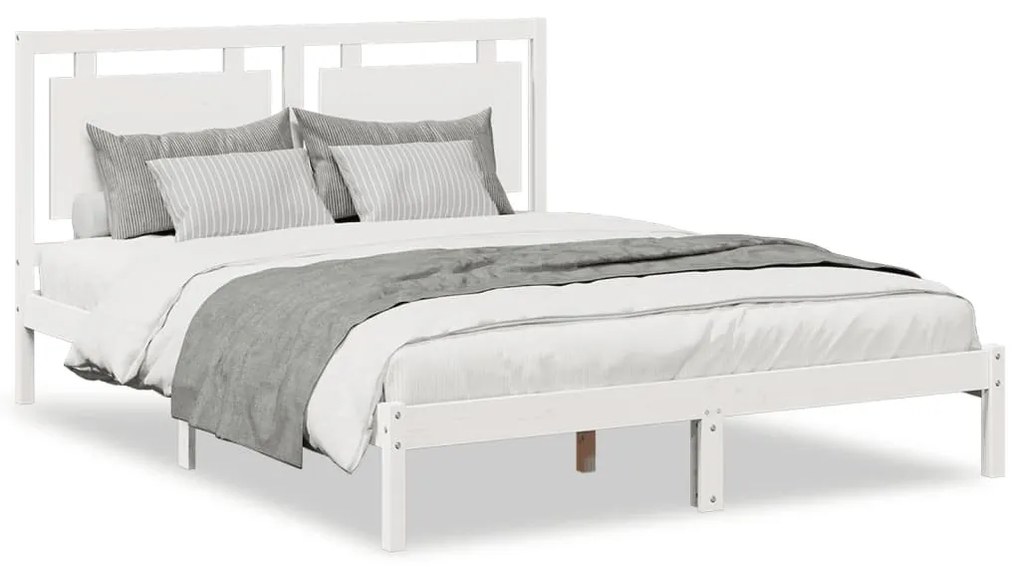 fehér tömör fa extra hosszú ágykeret matrac nélkül 140 x 220 cm