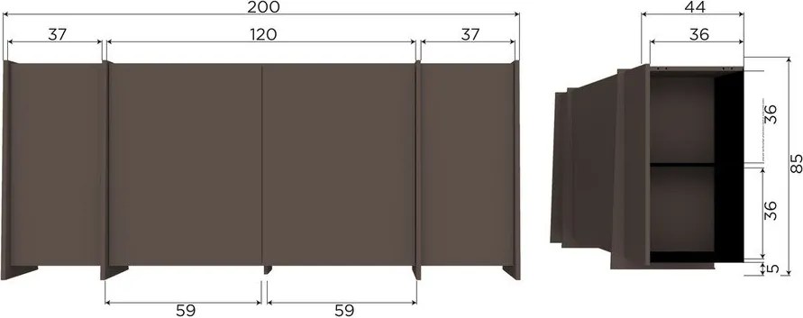 Sötétbarna komód kőrisfa dekorral 200x85x44 cm Brock – WOOOD