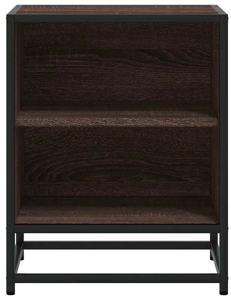 éjjeliszekrények 2 db barna tölgy 40x31x50 cm műfából és fémből