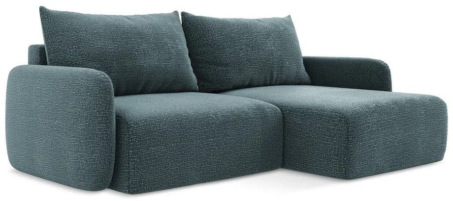 Türkiz kinyitható-tárolóhelyes sarokkanapé (jobb oldali) Kalena – Makamii