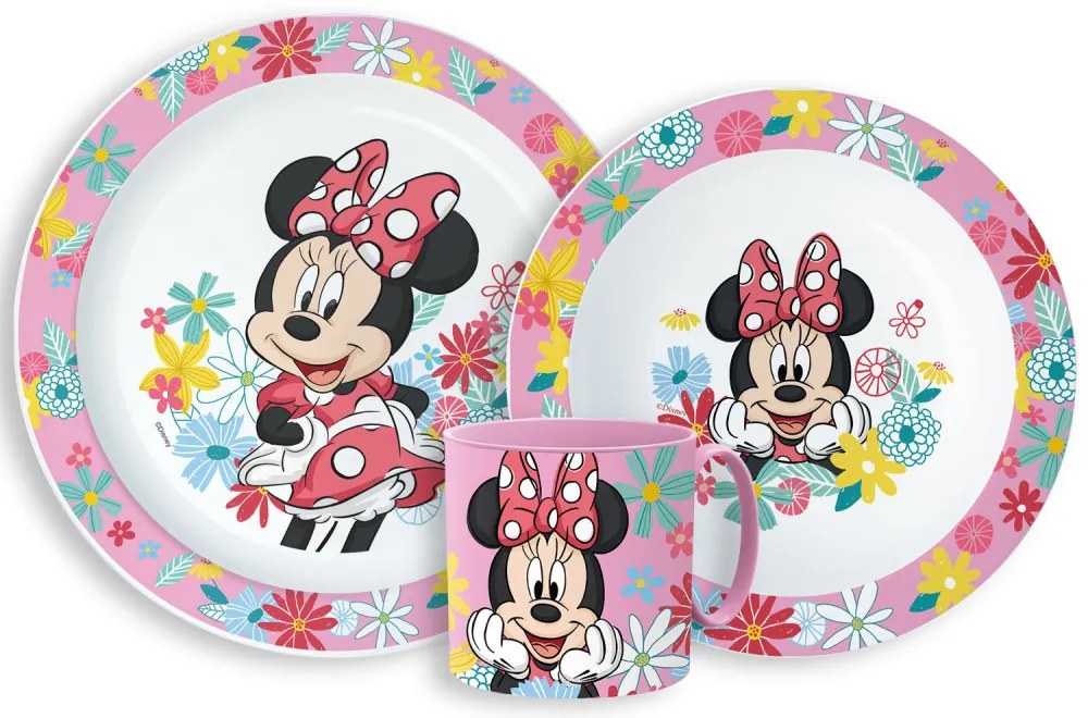 Disney Minnie Spring étkészlet, micro műanyag szett bögrével 265 ml