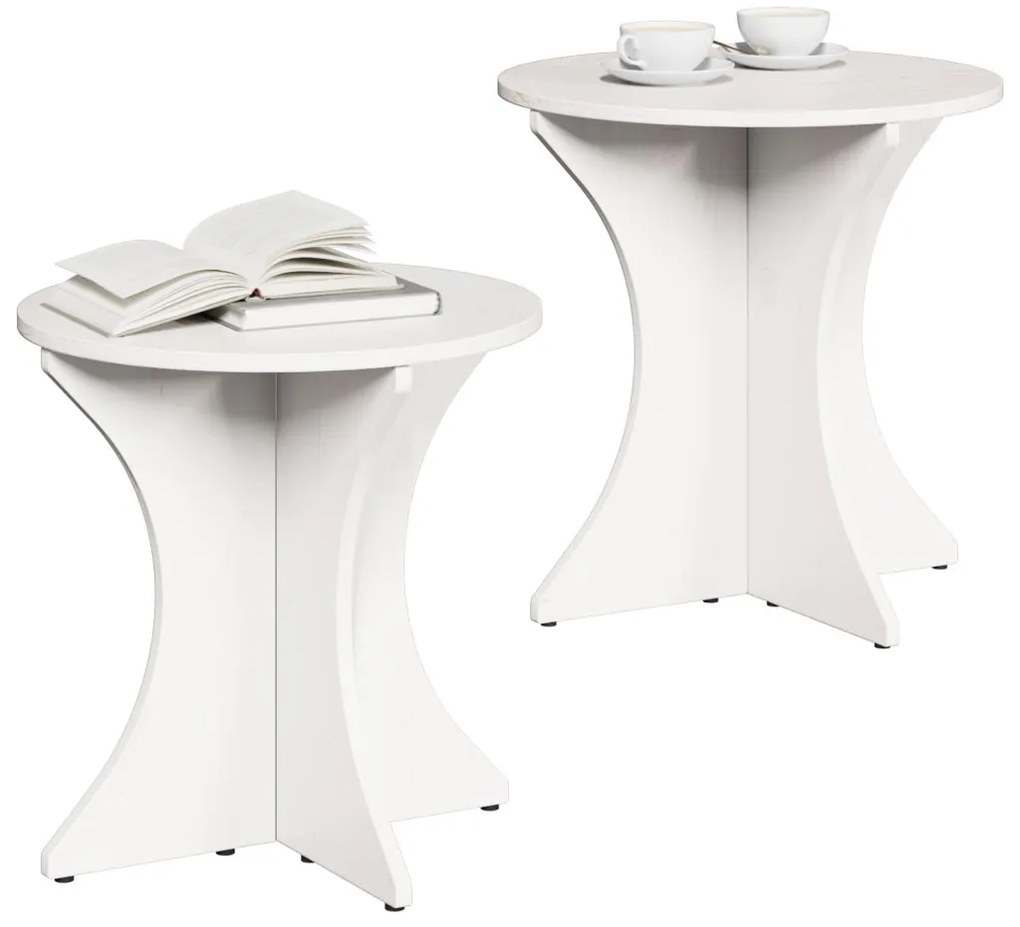 Dohányzóasztal 2 pcs Fehér 46 x 46 x 47 cm Tömör fenyőfa