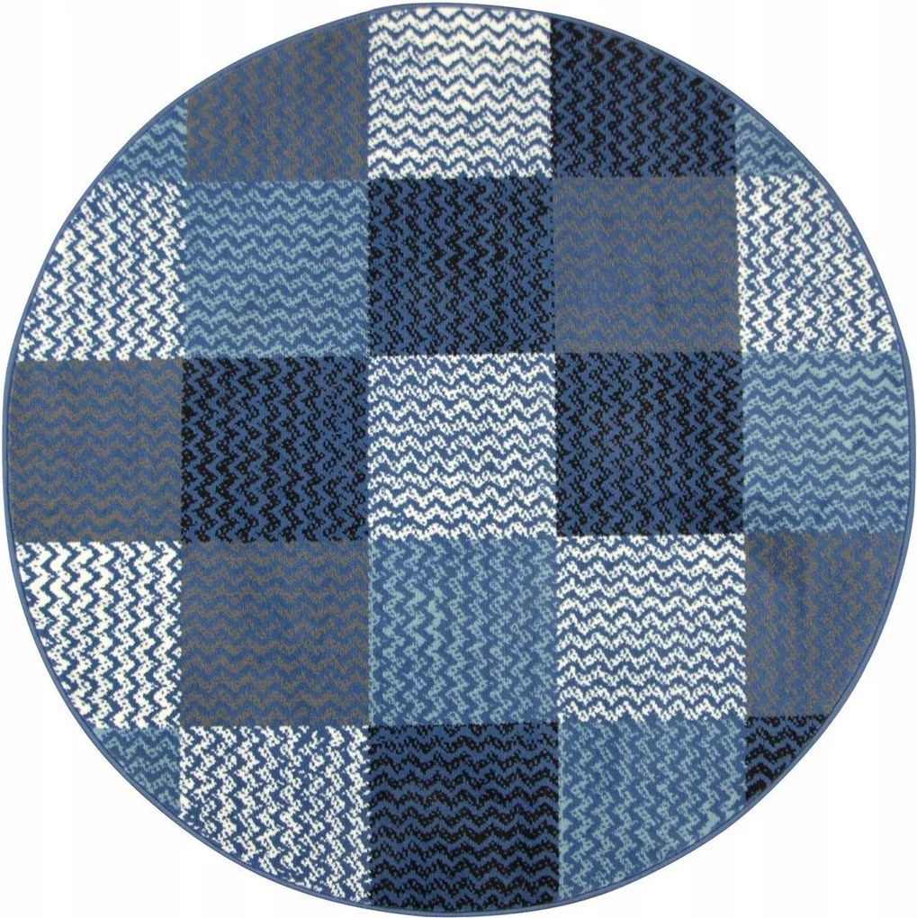 Kerek Szőnyeg Nappaliba Patchwork Farmer Kockás Cikk-cakk Luna átm. 160 cm