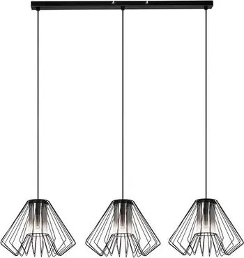 Emerencia beltéri függeszték 3xe27 ip20 fekete füstszínű üveg