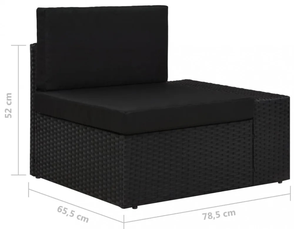 3 személyes fekete elemes polyrattan kanapé