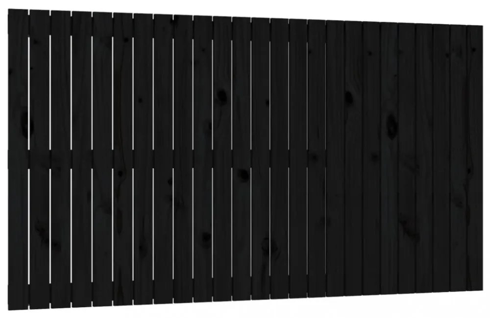 fekete tömör fenyőfa fali fejtámla 159,5x3x90 cm