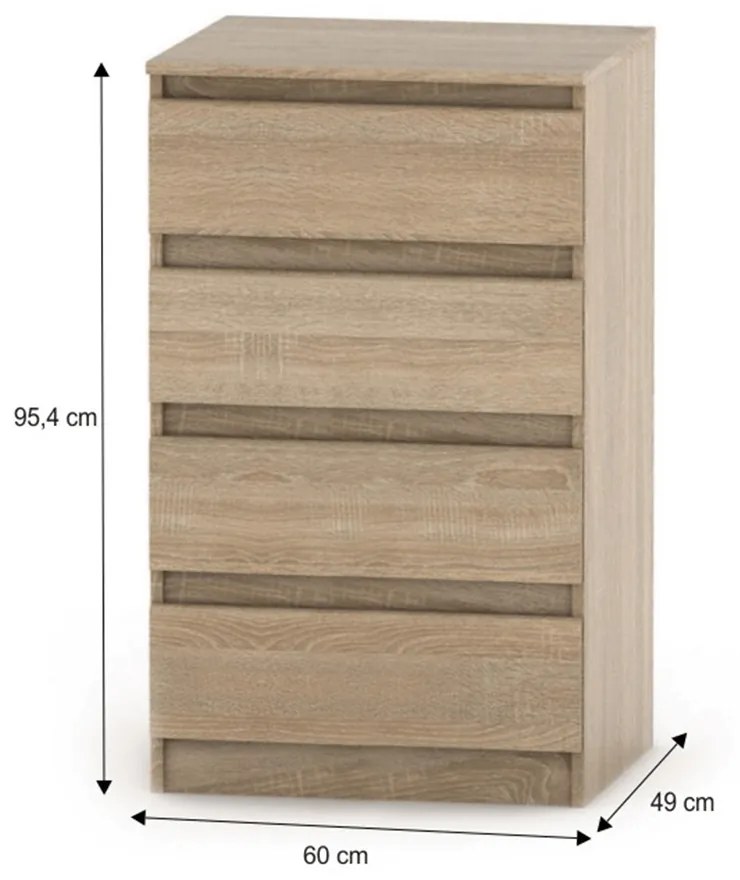 Zondo Komód Hannah New 04 (úzka) (sonoma tölgy). 1021343