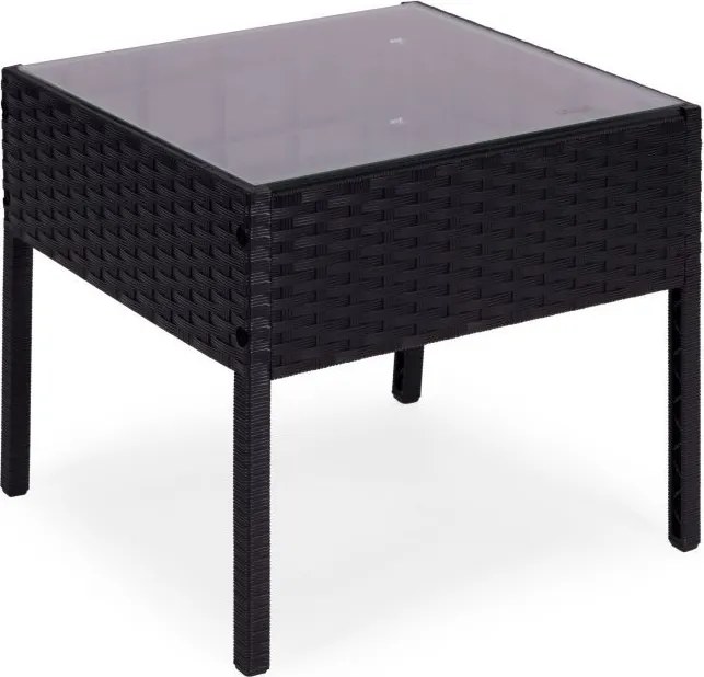 Rattan kerti bútor - 2 szék + asztal szett fekete