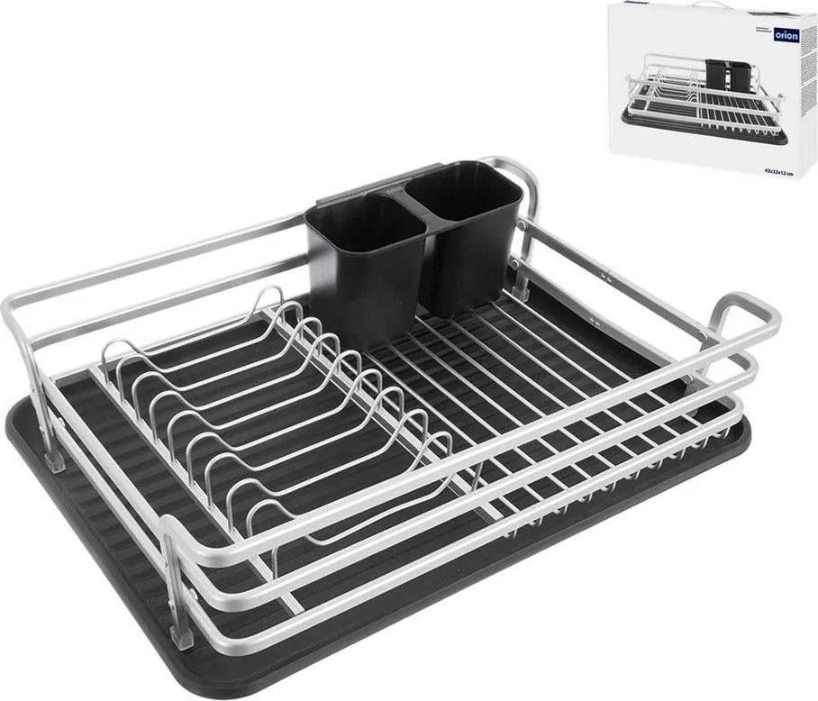 Fekete-fehér fém edényszárító 43x32 cm Deluxe – Orion
