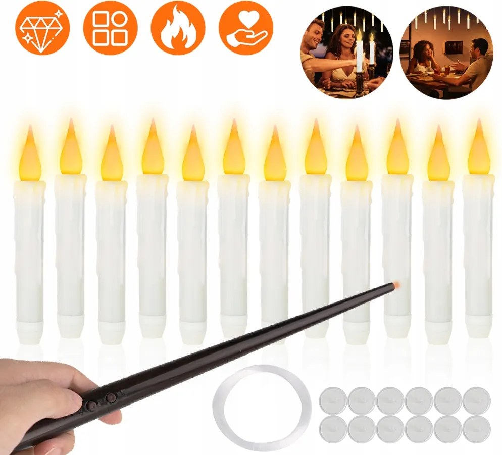Függesztett Led Gyertyák 12 Db Távirányító Pálca Meleg Fény