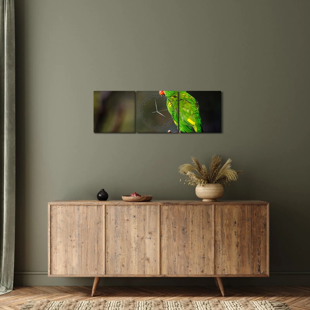 Papagáj egy ágon képe (órával) (90x30 cm)