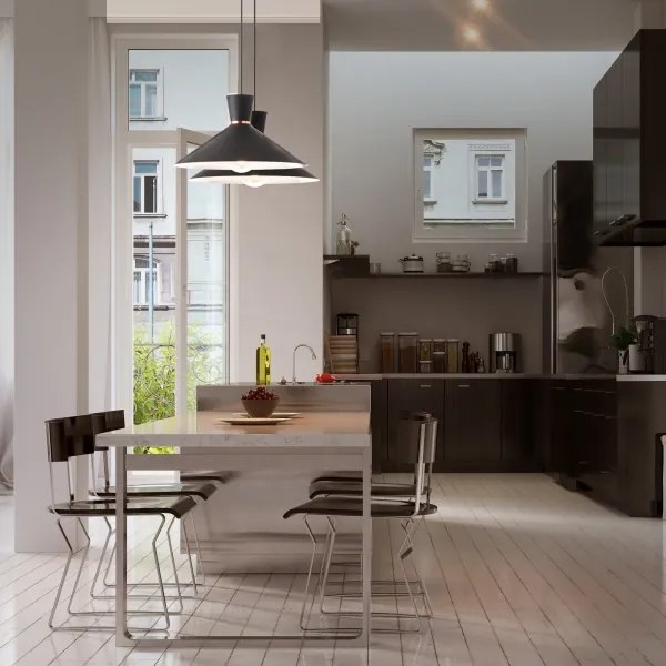 Redo 01-1462 - Csillár zsinóron KIMONO 1xE27/42W/230V átm. 39,5 cm fekete