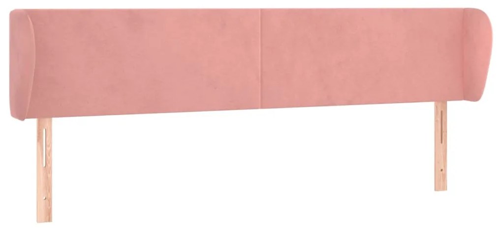 rózsaszín bársony fejtámla szárnyakkal 203x23x78/88 cm