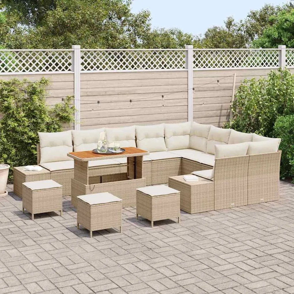 Kerti Kanapé Szett 12 pcs Beige és krém 110 x 55 x 71 cm